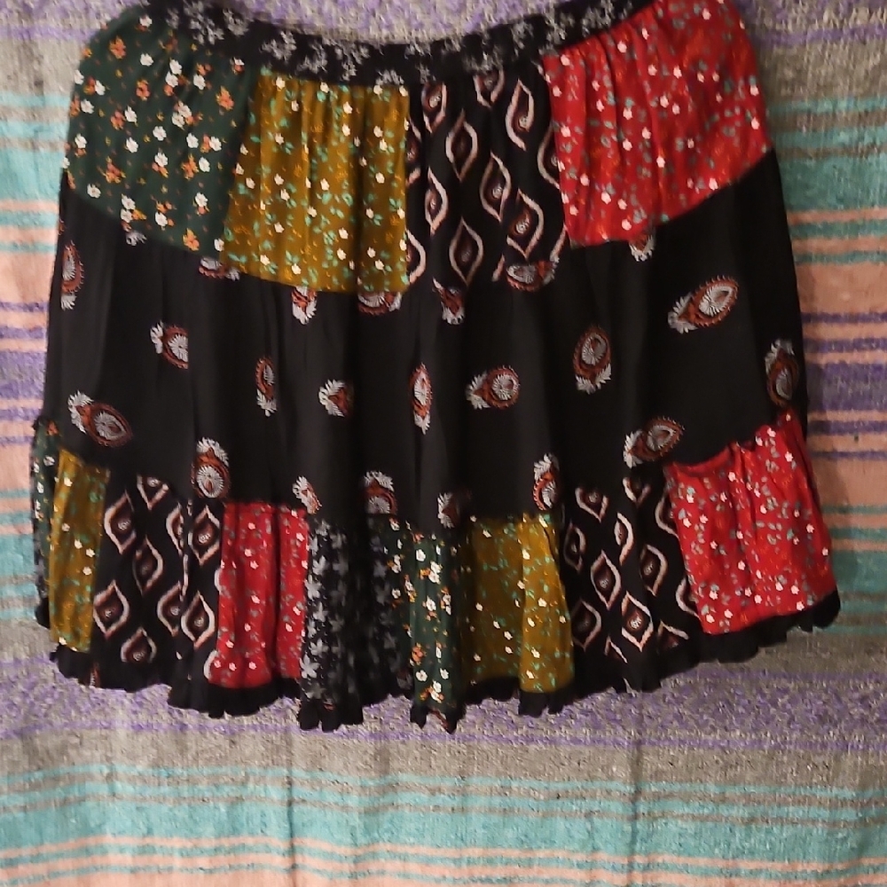 Colorful A-Line Patchwork Skirt